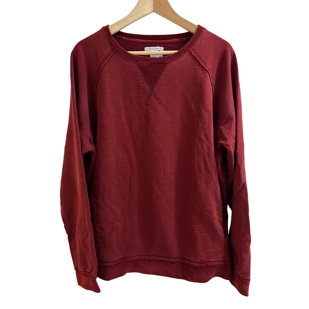 Carbon2Cobalt Pullover Sweatshirt Sweater Mens Large Red Slub Knit Raglan Pocket